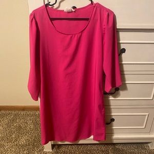 Humble Chic womens pink long sleeve dress with gold button